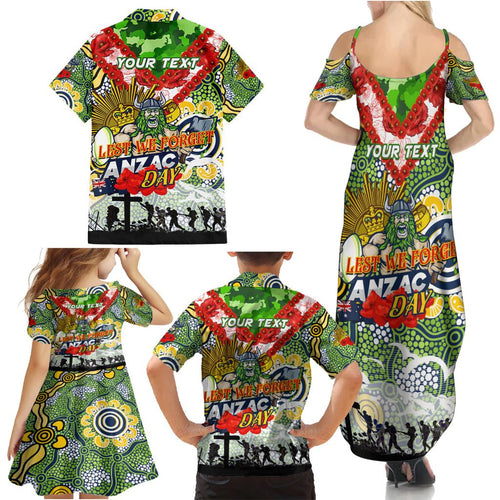 Personalised Raiders ANZAC Day Family Matching Summer Maxi Dress and Hawaiian Shirt Aboriginal Rising Sun