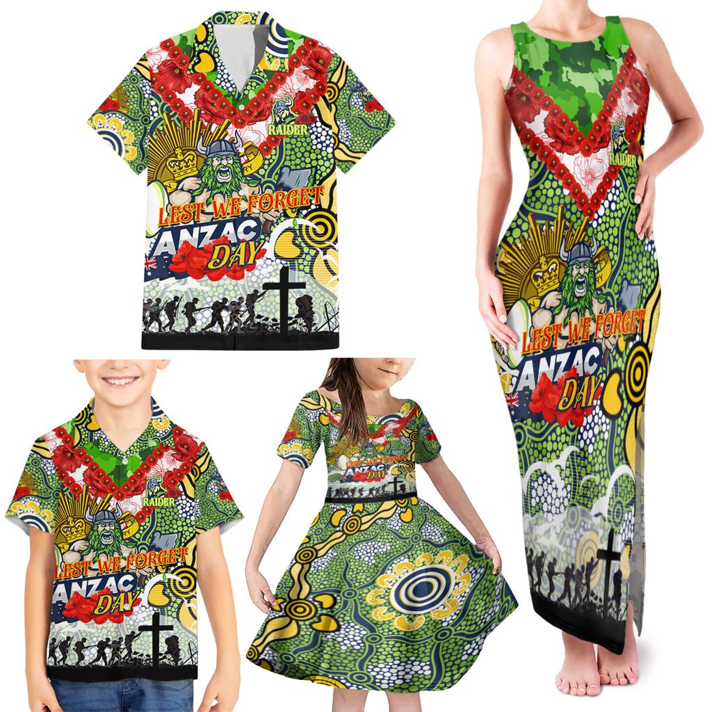 Personalised Raiders ANZAC Day Family Matching Tank Maxi Dress and Hawaiian Shirt Aboriginal Rising Sun