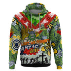 Personalised Raiders ANZAC Day Hoodie Aboriginal Rising Sun