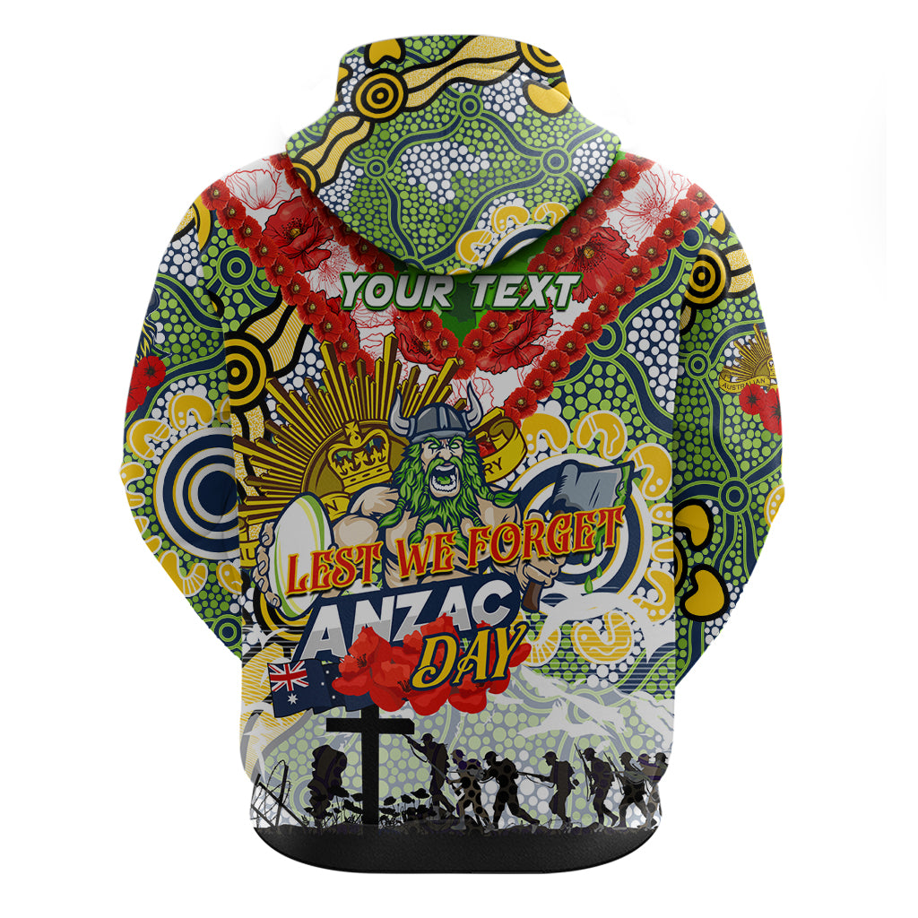 Personalised Raiders ANZAC Day Hoodie Aboriginal Rising Sun