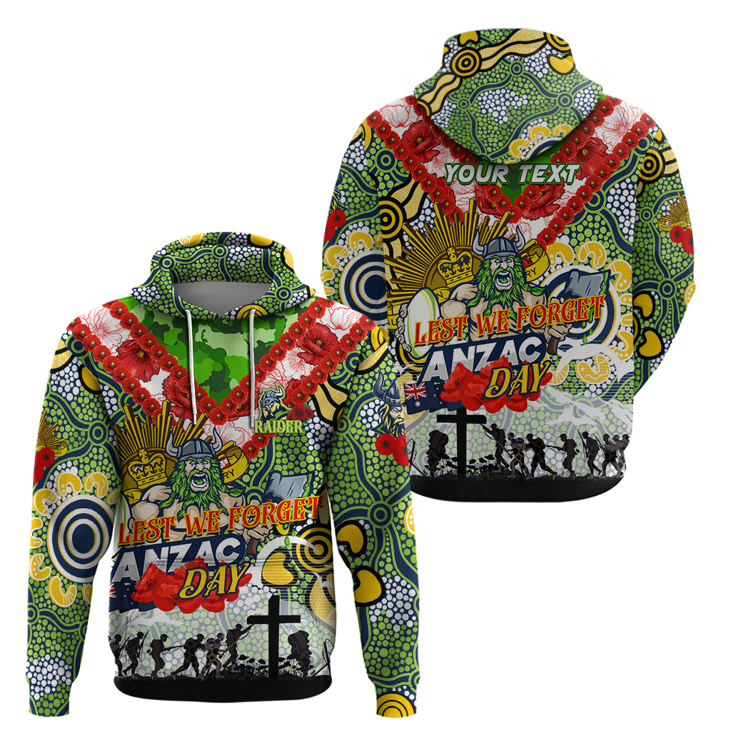 Personalised Raiders ANZAC Day Hoodie Aboriginal Rising Sun