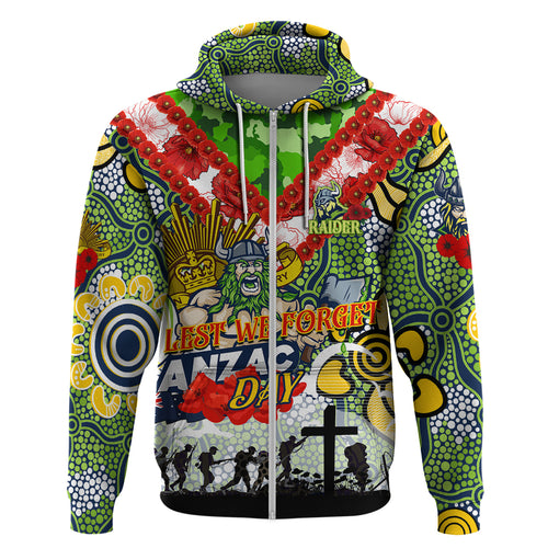 Personalised Raiders ANZAC Day Hoodie Aboriginal Rising Sun