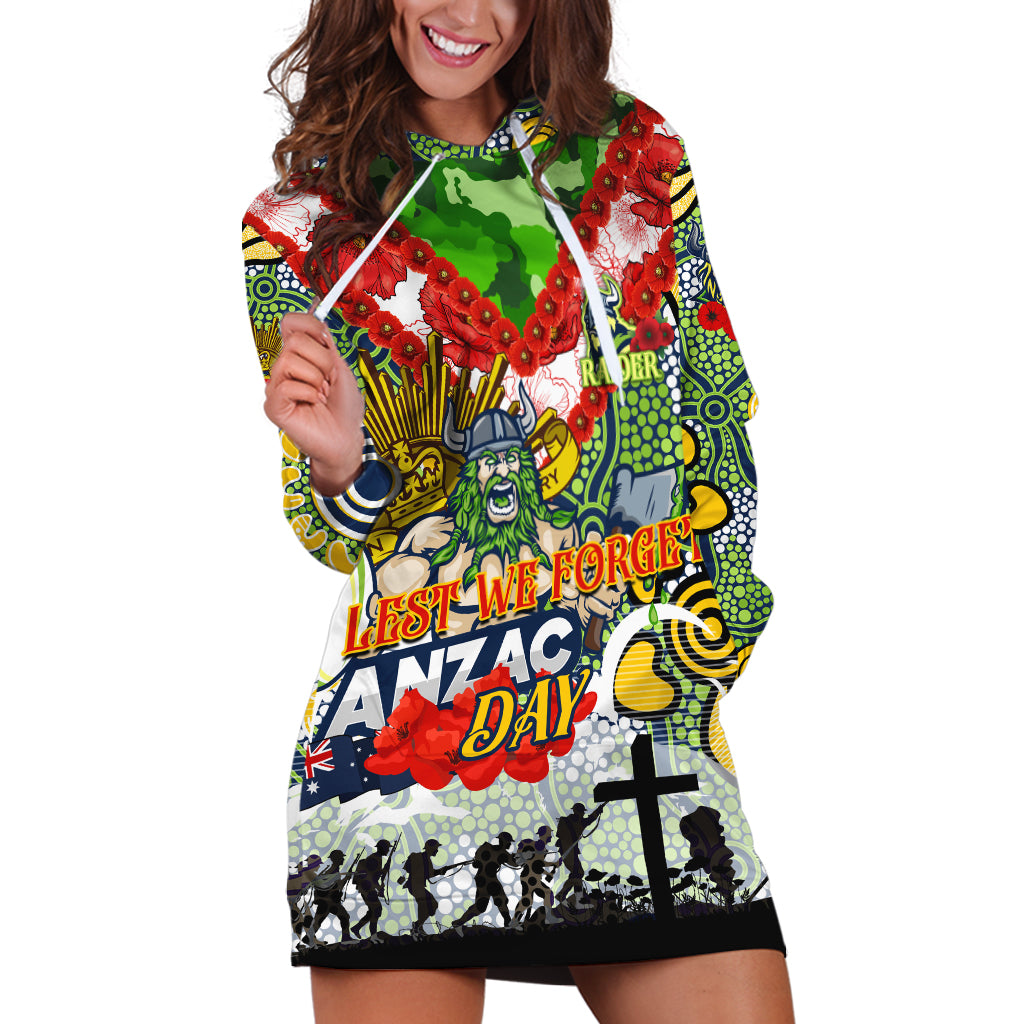 Personalised Raiders ANZAC Day Hoodie Dress Aboriginal Rising Sun