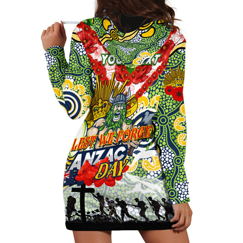 Personalised Raiders ANZAC Day Hoodie Dress Aboriginal Rising Sun