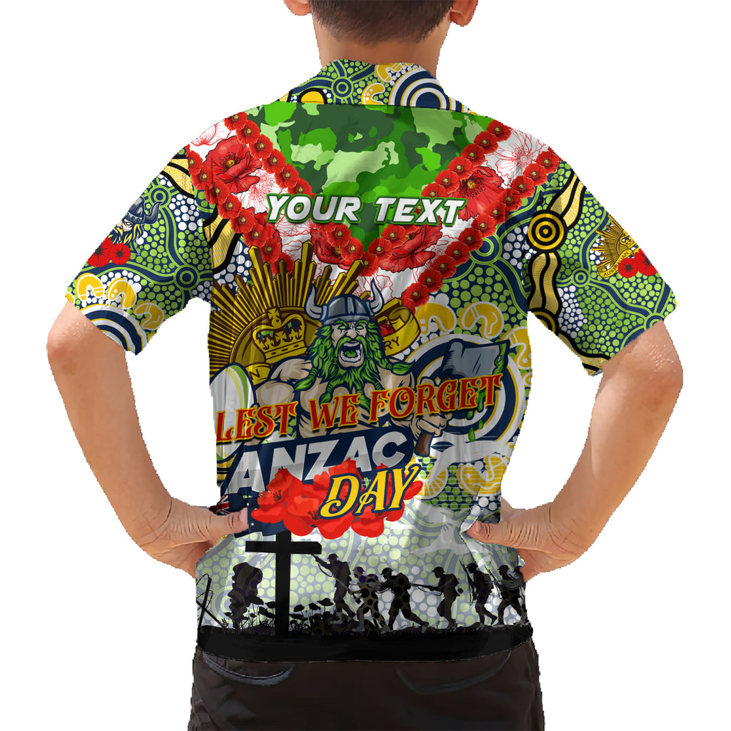 Personalised Raiders ANZAC Day Kid Hawaiian Shirt Aboriginal Rising Sun