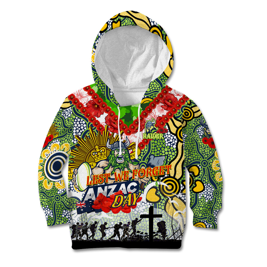 Personalised Raiders ANZAC Day Kid Hoodie Aboriginal Rising Sun