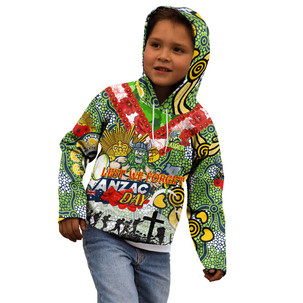 Personalised Raiders ANZAC Day Kid Hoodie Aboriginal Rising Sun