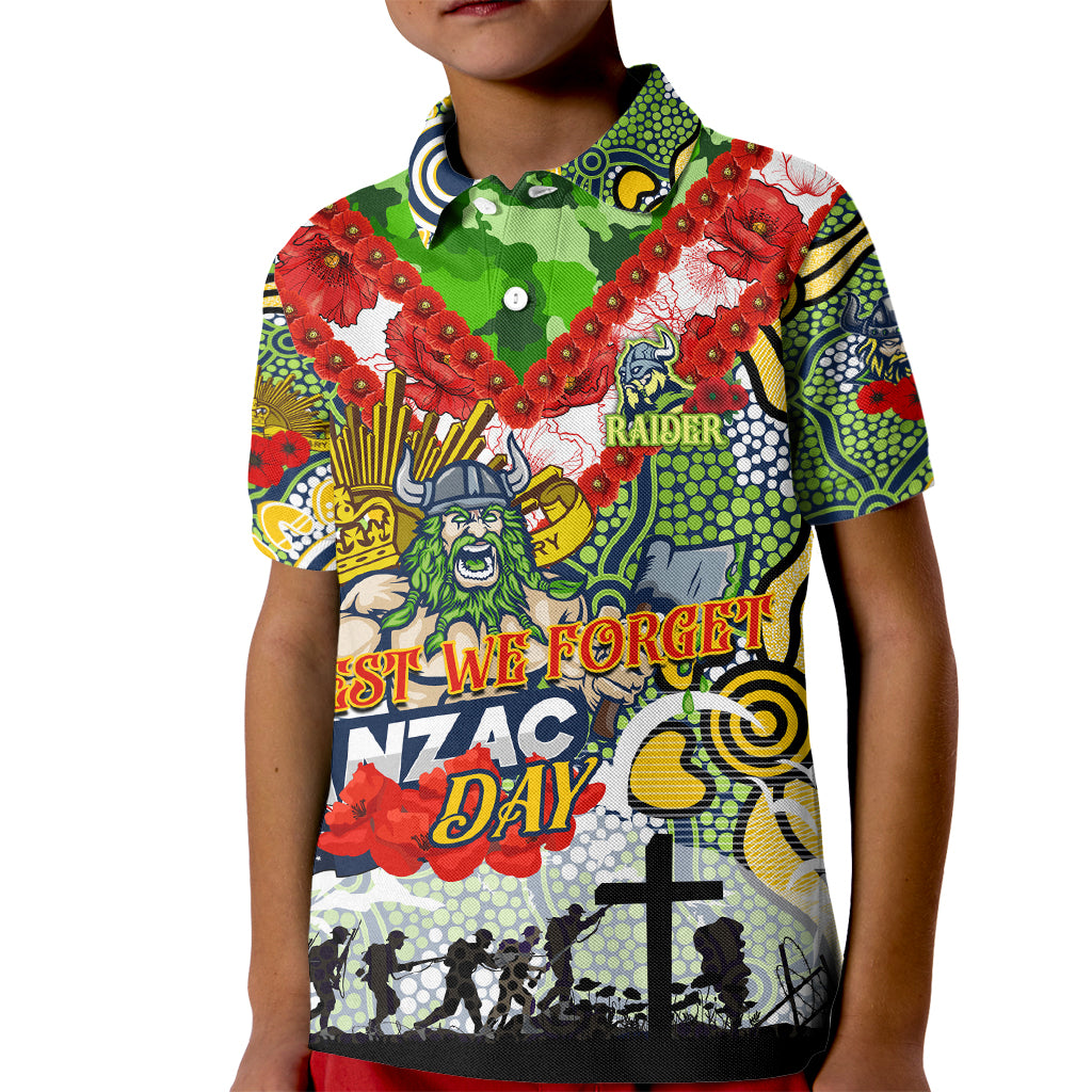 Personalised Raiders ANZAC Day Kid Polo Shirt Aboriginal Rising Sun