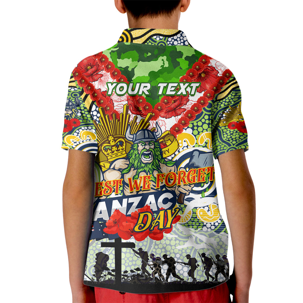 Personalised Raiders ANZAC Day Kid Polo Shirt Aboriginal Rising Sun
