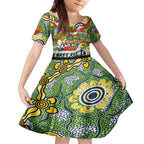 Personalised Raiders ANZAC Day Kid Short Sleeve Dress Aboriginal Rising Sun