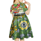Personalised Raiders ANZAC Day Kid Short Sleeve Dress Aboriginal Rising Sun