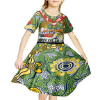 Personalised Raiders ANZAC Day Kid Short Sleeve Dress Aboriginal Rising Sun
