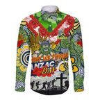 Personalised Raiders ANZAC Day Long Sleeve Button Shirt Aboriginal Rising Sun