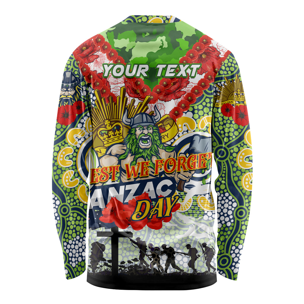 Personalised Raiders ANZAC Day Long Sleeve Shirt Aboriginal Rising Sun