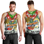 Personalised Raiders ANZAC Day Men Tank Top Aboriginal Rising Sun
