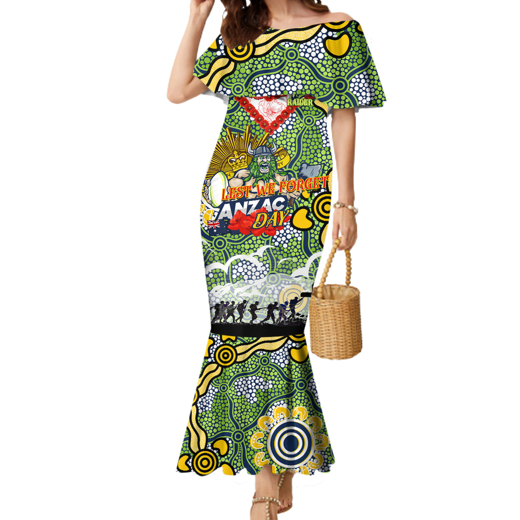 Personalised Raiders ANZAC Day Mermaid Dress Aboriginal Rising Sun