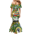 Personalised Raiders ANZAC Day Mermaid Dress Aboriginal Rising Sun
