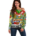Personalised Raiders ANZAC Day Off Shoulder Sweater Aboriginal Rising Sun