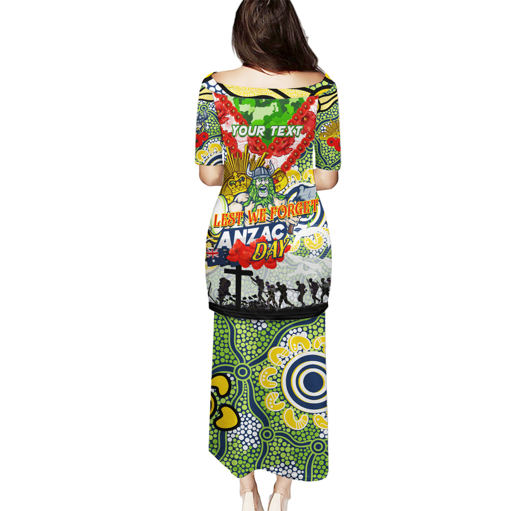 Personalised Raiders ANZAC Day Puletasi Aboriginal Rising Sun
