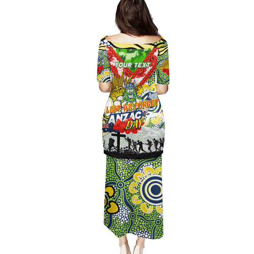 Personalised Raiders ANZAC Day Puletasi Aboriginal Rising Sun