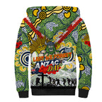 Personalised Raiders ANZAC Day Sherpa Hoodie Aboriginal Rising Sun