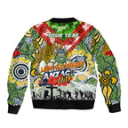 Personalised Raiders ANZAC Day Sleeve Zip Bomber Jacket Aboriginal Rising Sun