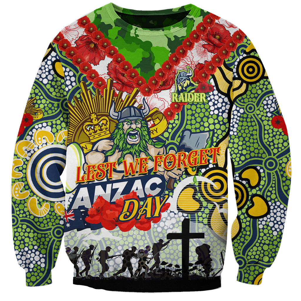 Personalised Raiders ANZAC Day Sweatshirt Aboriginal Rising Sun