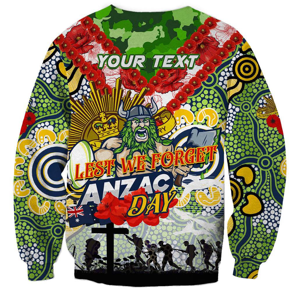 Personalised Raiders ANZAC Day Sweatshirt Aboriginal Rising Sun