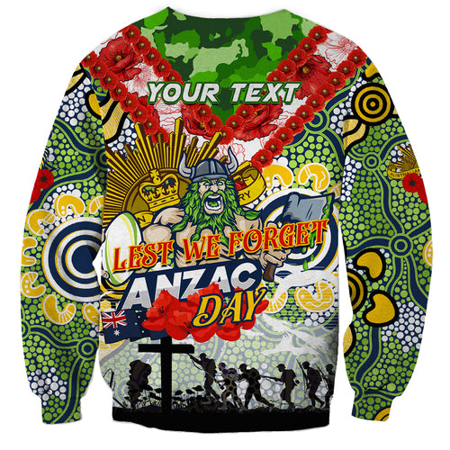 Personalised Raiders ANZAC Day Sweatshirt Aboriginal Rising Sun