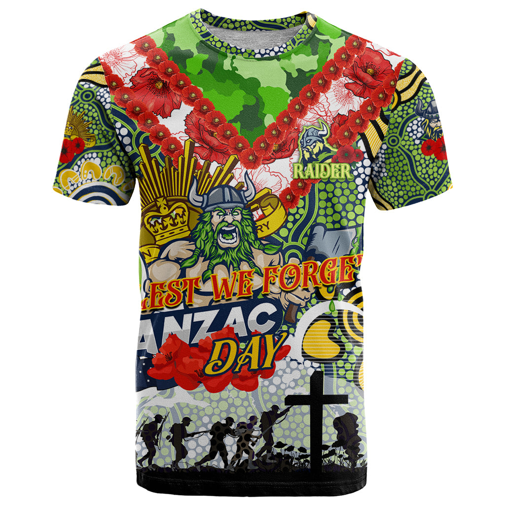 Personalised Raiders ANZAC Day T Shirt Aboriginal Rising Sun