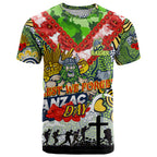 Personalised Raiders ANZAC Day T Shirt Aboriginal Rising Sun