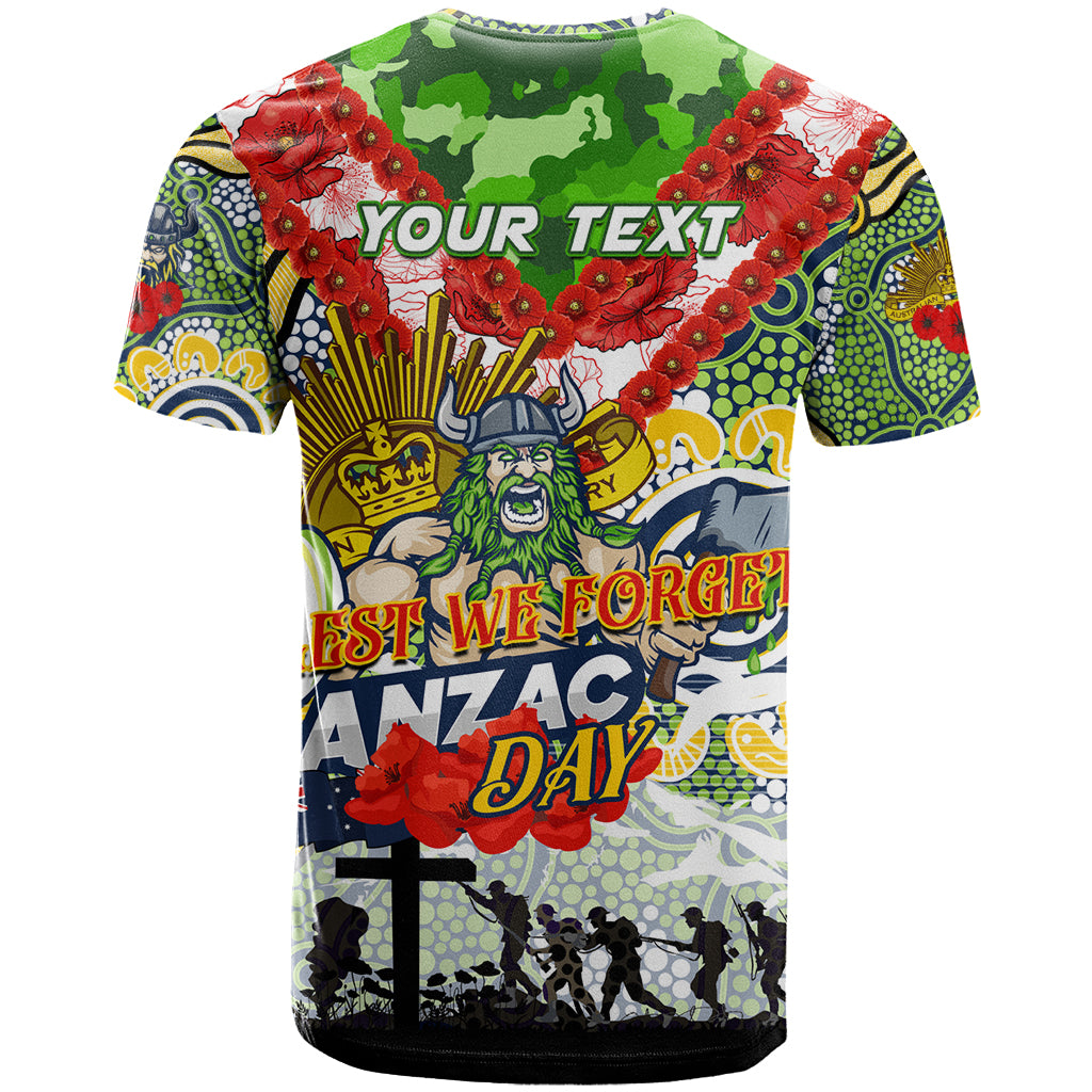 Personalised Raiders ANZAC Day T Shirt Aboriginal Rising Sun