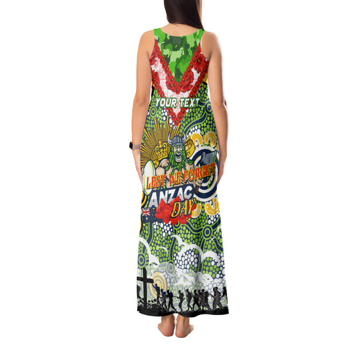 Personalised Raiders ANZAC Day Tank Maxi Dress Aboriginal Rising Sun