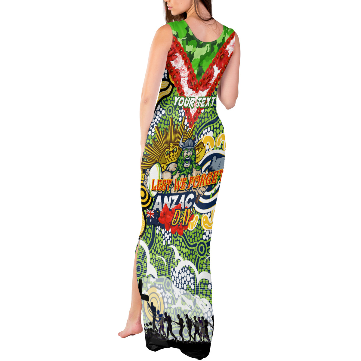 Personalised Raiders ANZAC Day Tank Maxi Dress Aboriginal Rising Sun