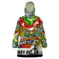 Personalised Raiders ANZAC Day Wearable Blanket Hoodie Aboriginal Rising Sun