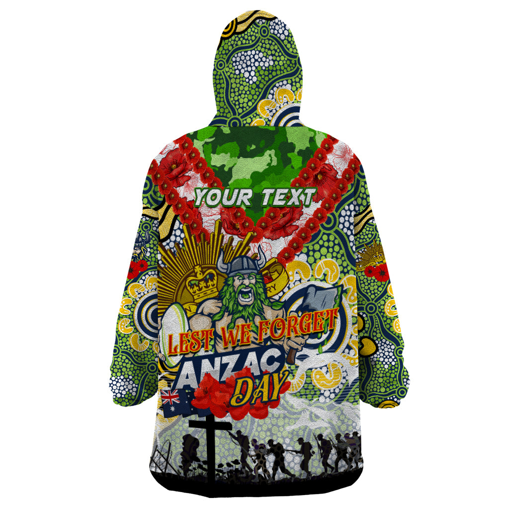 Personalised Raiders ANZAC Day Wearable Blanket Hoodie Aboriginal Rising Sun