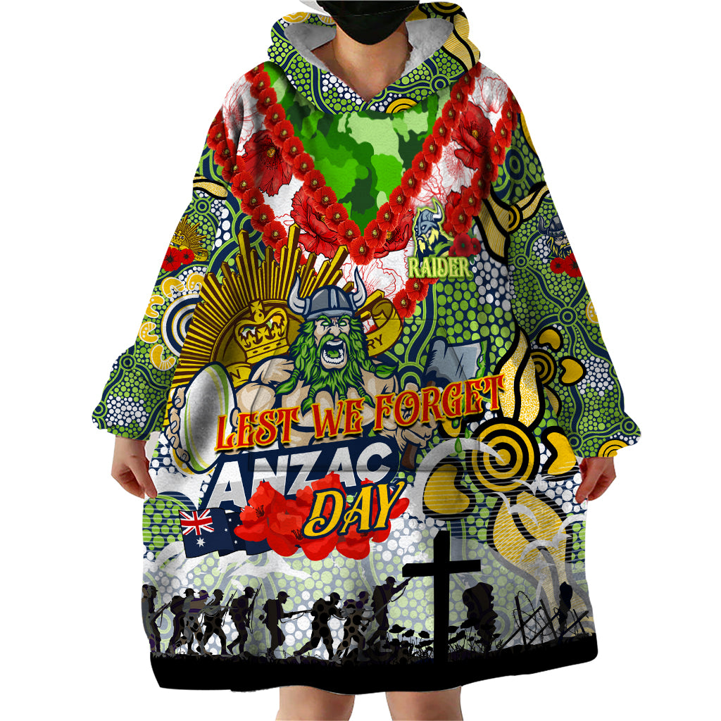 Personalised Raiders ANZAC Day Wearable Blanket Hoodie Aboriginal Rising Sun