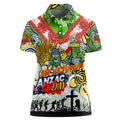 Personalised Raiders ANZAC Day Women Polo Shirt Aboriginal Rising Sun