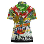 Personalised Raiders ANZAC Day Women Polo Shirt Aboriginal Rising Sun