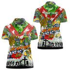 Personalised Raiders ANZAC Day Women Polo Shirt Aboriginal Rising Sun