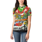 Personalised Raiders ANZAC Day Women Polo Shirt Aboriginal Rising Sun