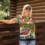 Personalised Raiders ANZAC Day Women Polo Shirt Aboriginal Rising Sun