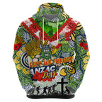 Personalised Raiders ANZAC Day Zip Hoodie Aboriginal Rising Sun
