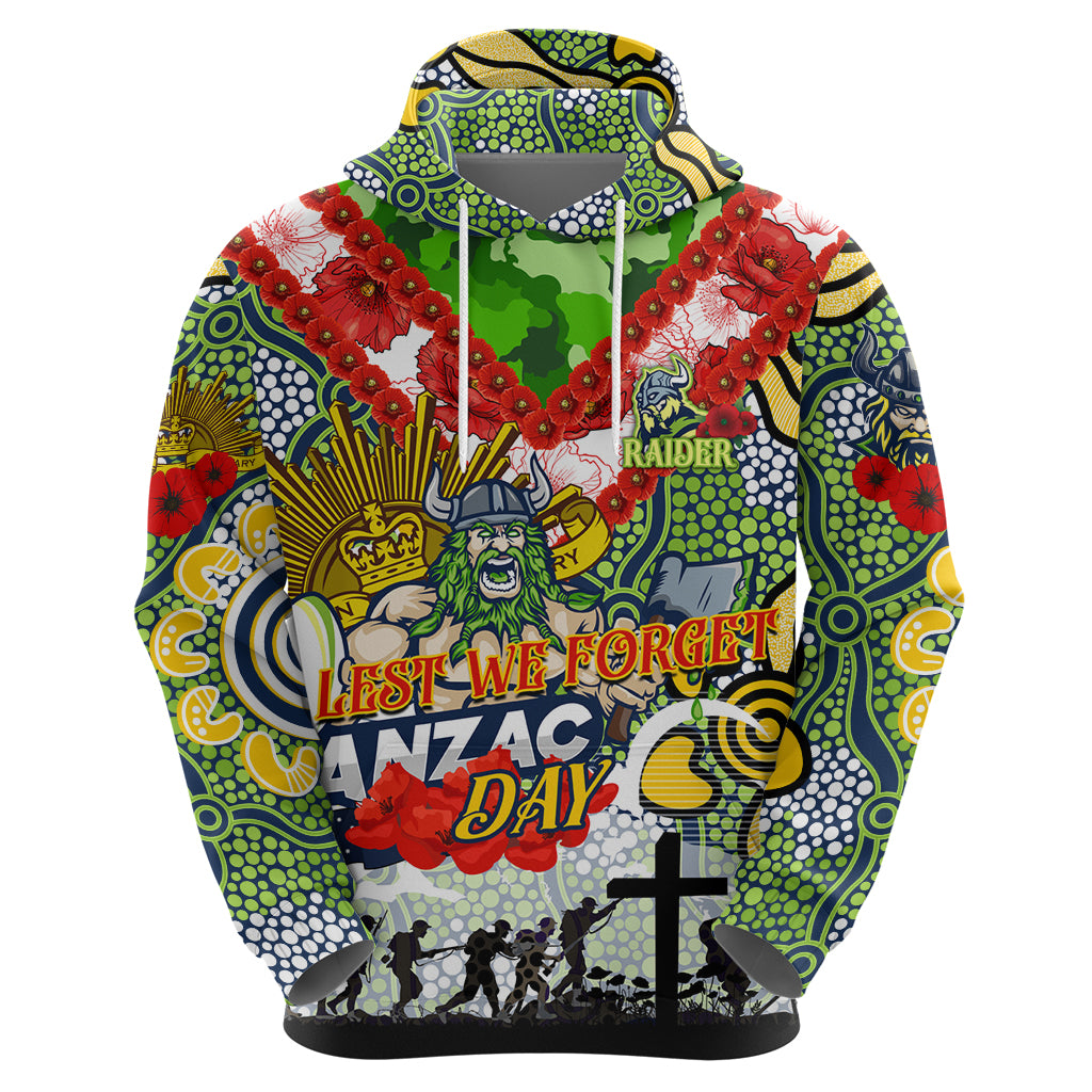 Personalised Raiders ANZAC Day Zip Hoodie Aboriginal Rising Sun