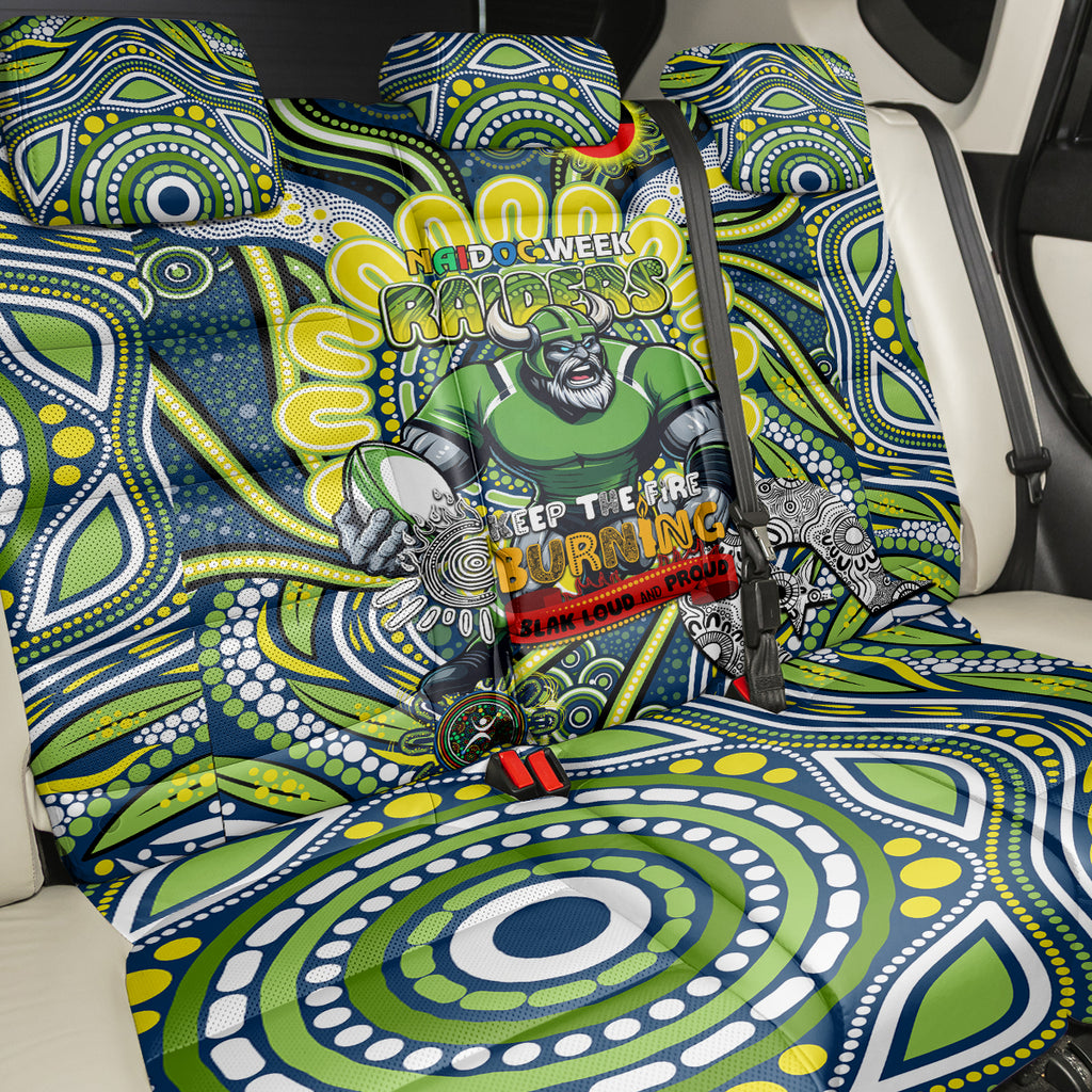 Custom NAIDOC Week 2024 Raiders Back Car Seat Cover Mascot Rugby DT02