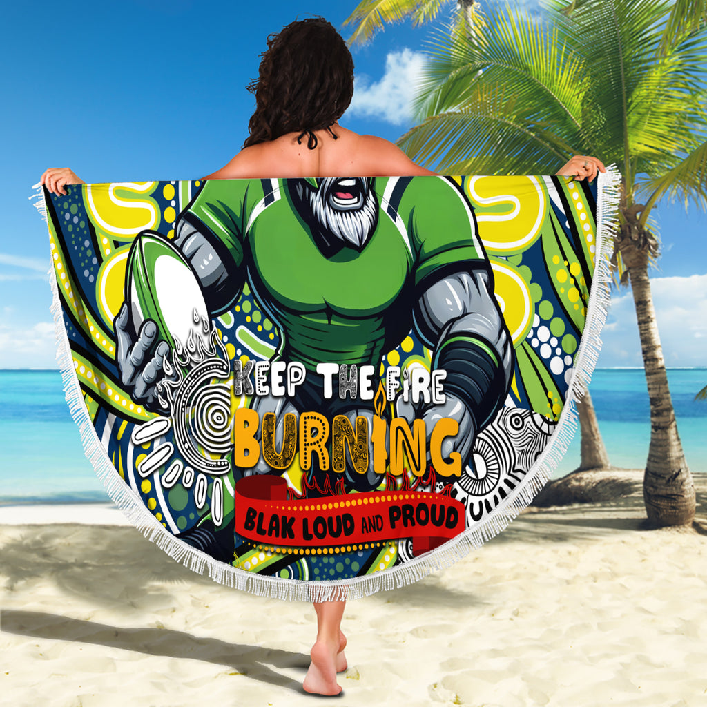 Custom NAIDOC Week 2024 Raiders Beach Blanket Mascot Rugby DT02