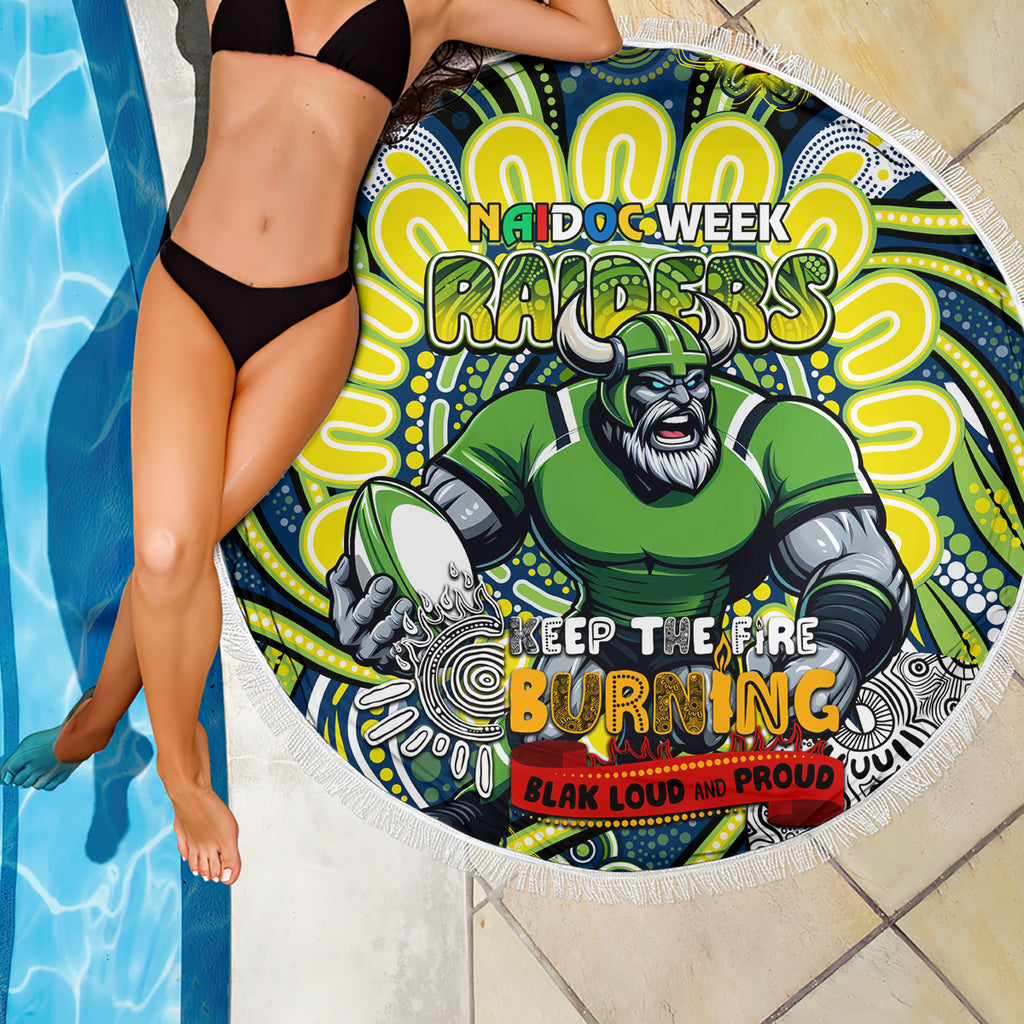 Custom NAIDOC Week 2024 Raiders Beach Blanket Mascot Rugby DT02