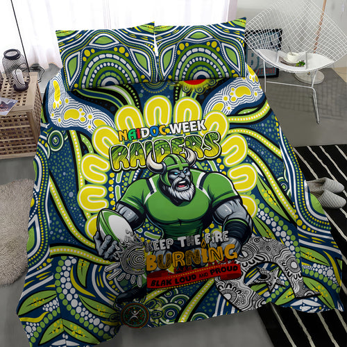 Custom NAIDOC Week 2024 Raiders Bedding Set Mascot Rugby DT02