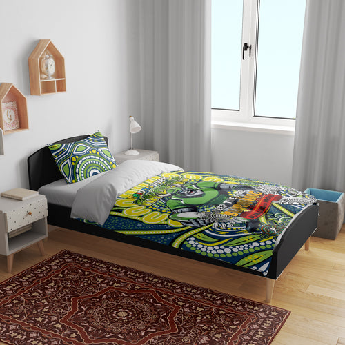 Custom NAIDOC Week 2024 Raiders Bedding Set Mascot Rugby DT02