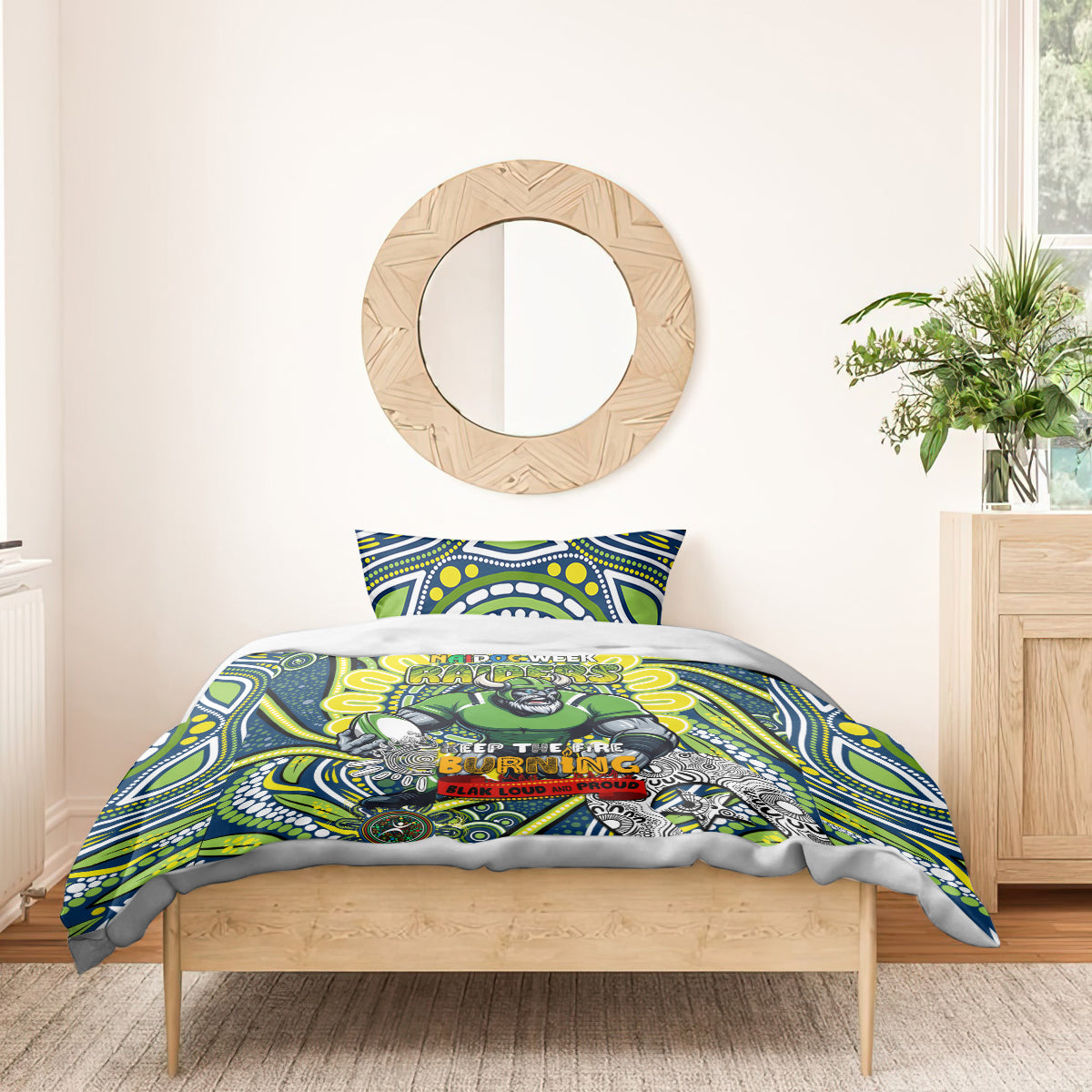 Custom NAIDOC Week 2024 Raiders Bedding Set Mascot Rugby DT02